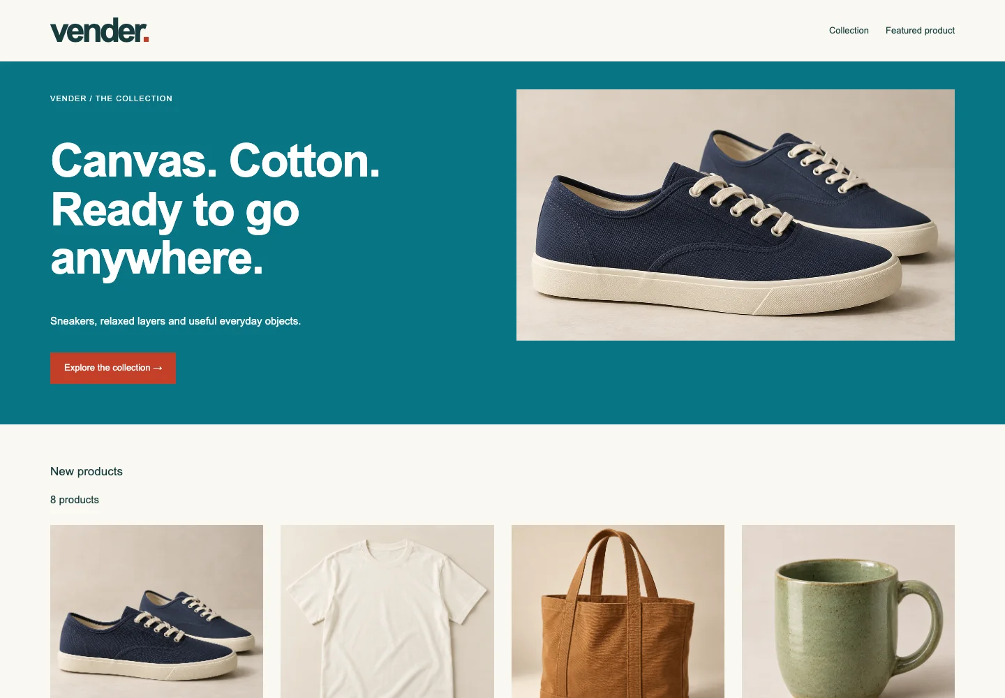 Vender Free catalog with product photography and collection links